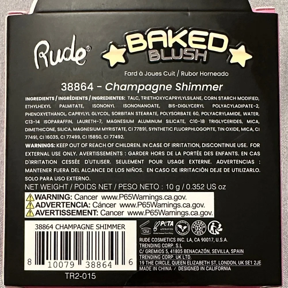 3/$15 🌼 RUDE Baked Blush in Champagne Shimmer.